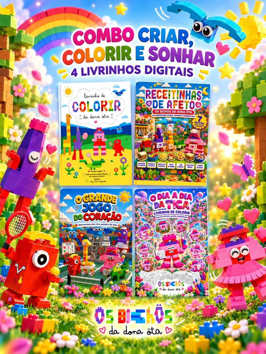 Combo Criar, Colorir e Sonhar — os 4 livrinhos de colorir dos Bichos da Dona Öta